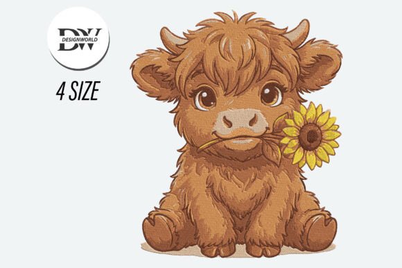 Download Cow with Sunflower Embroidery Design - Embroidery design Collection