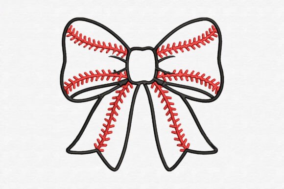 Download Baseball Ribbon Bow Embroidery Design - Embroidery design Collection