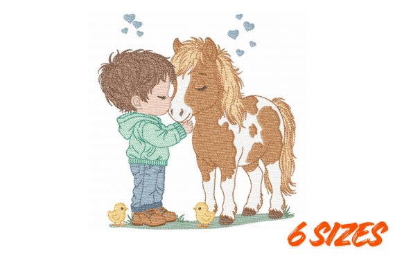 Download Boy and Pony Embroidery Design Pattern - Embroidery design Collection
