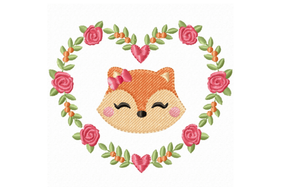 Download Fox Floral Heart Embroidery Design File - Embroidery design Collection