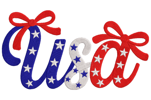 Download USA Stars Bow Embroidery Design - Embroidery design Collection