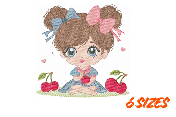 Download Cute Cherry Girl Embroidery Design - Embroidery design Collection