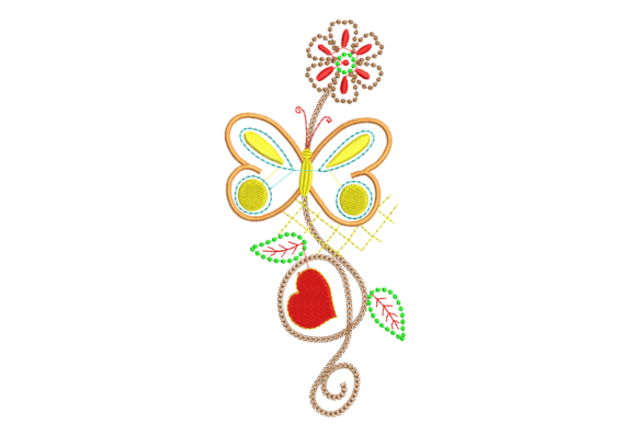 Download Butterfly with Flowers Embroidery Design - Embroidery design Collection
