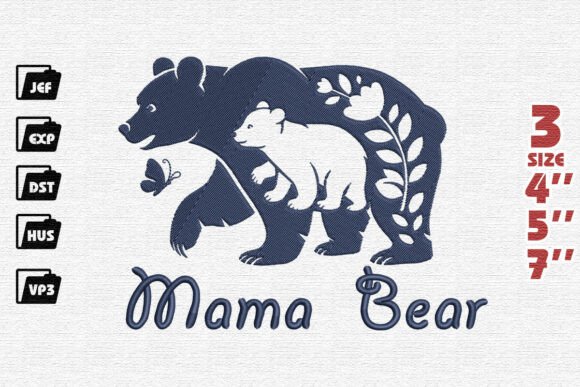 Download Mama Bear and Cub Embroidery Design - Embroidery design Collection