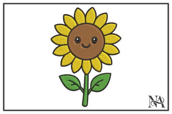 Download Cute Smiling Sunflower Embroidery Design - Embroidery design Collection