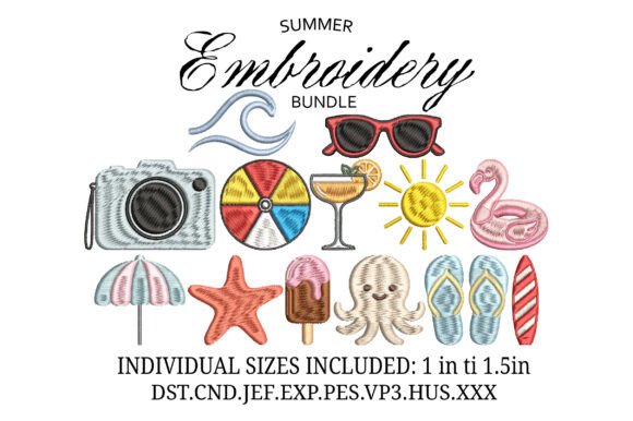 Download Summer Icons Embroidery Design - Embroidery design Collection