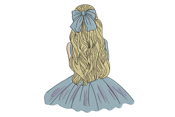 Download Back View Girl Embroidery Design - Embroidery design Collection