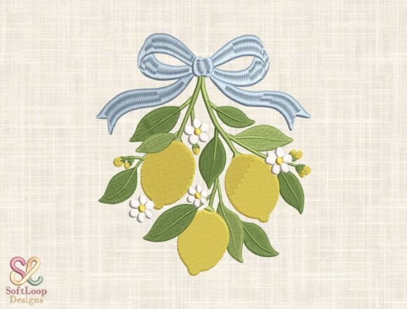Download Lemon Branch Bow Embroidery Design - Embroidery design Collection