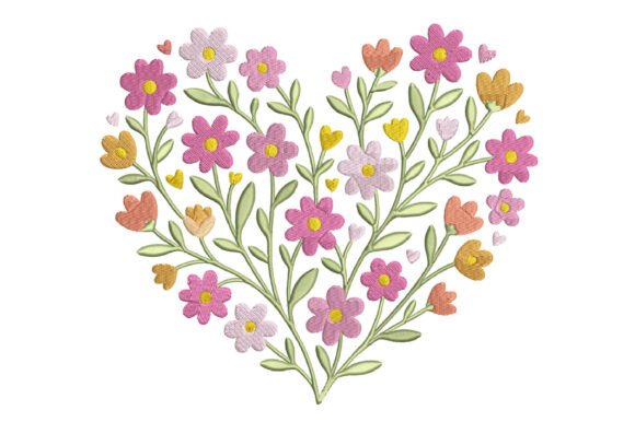 Download Floral Heart Embroidery Design - Embroidery design Collection