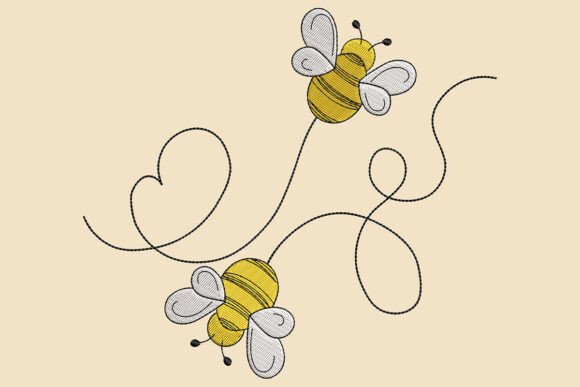 Download Honey Bee Love Embroidery Design - Embroidery design Collection