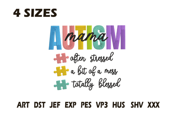 Download Autism Mama Embroidery Design Blessed - Embroidery design Collection