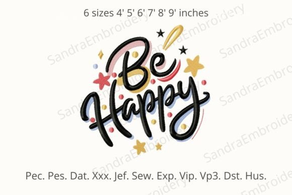 Download Be Happy Embroidery Design - Embroidery design Collection