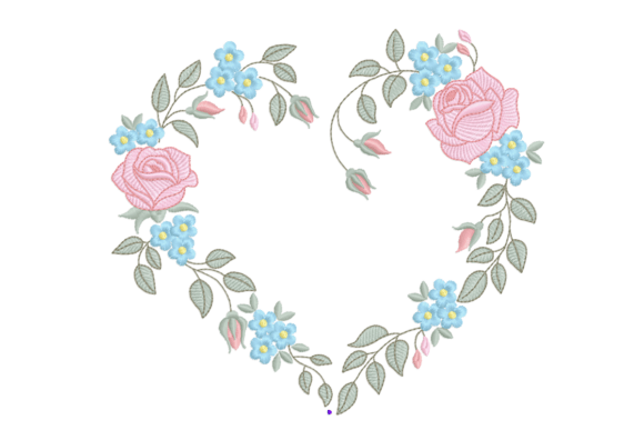 Download Floral Heart Embroidery Design with Rose - Embroidery design Collection