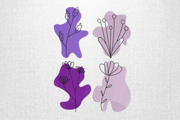 Download Modern Purple Floral Embroidery Design - Embroidery design Collection