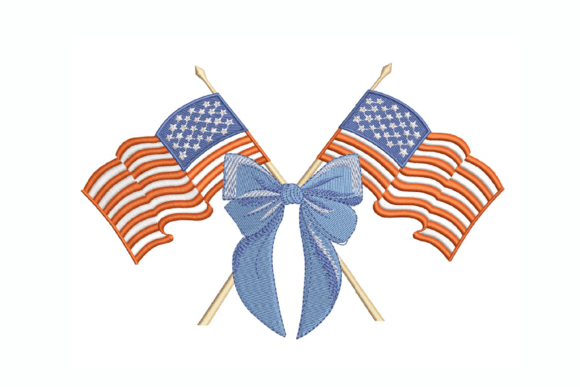 Download Coquette USA, Double Flag Bow Embroidery Design - Embroidery design Collection