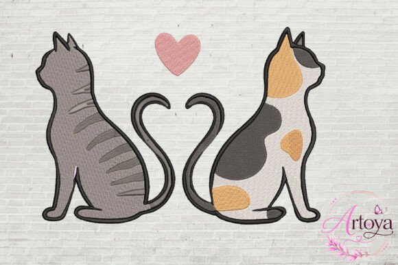 Download Cat Love Embroidery Design - Embroidery design Collection