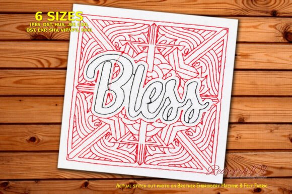 Download Bless Redwork Embroidery Design - Embroidery design Collection